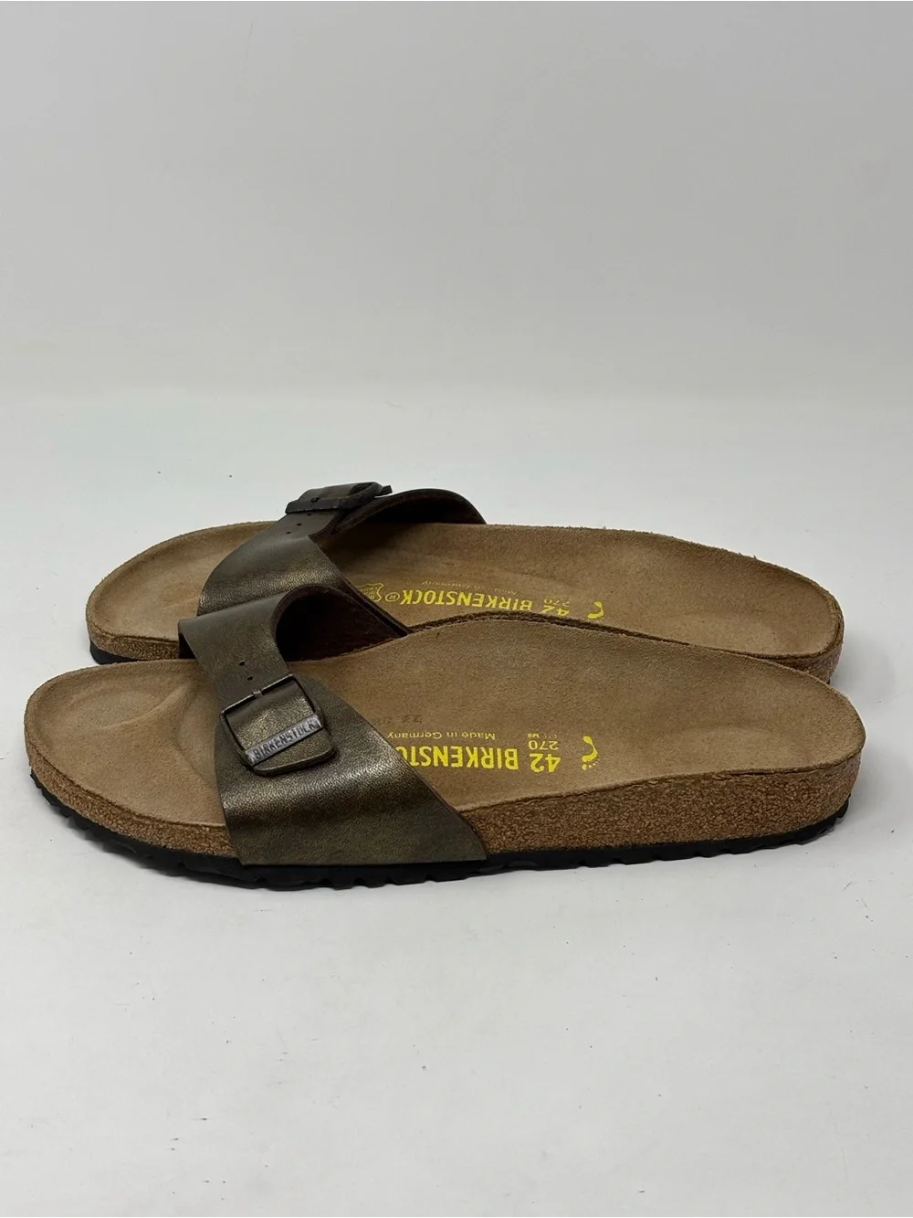Birkenstock Madrid Birko-Flor bronze sandals size 42 (11-11.5) NWOT